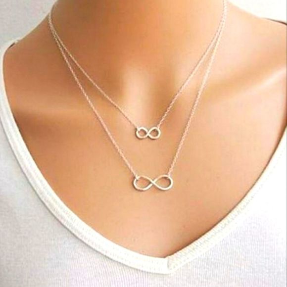 Infinity Double Eights Silver Pendant Necklace New - Picture 3 of 3